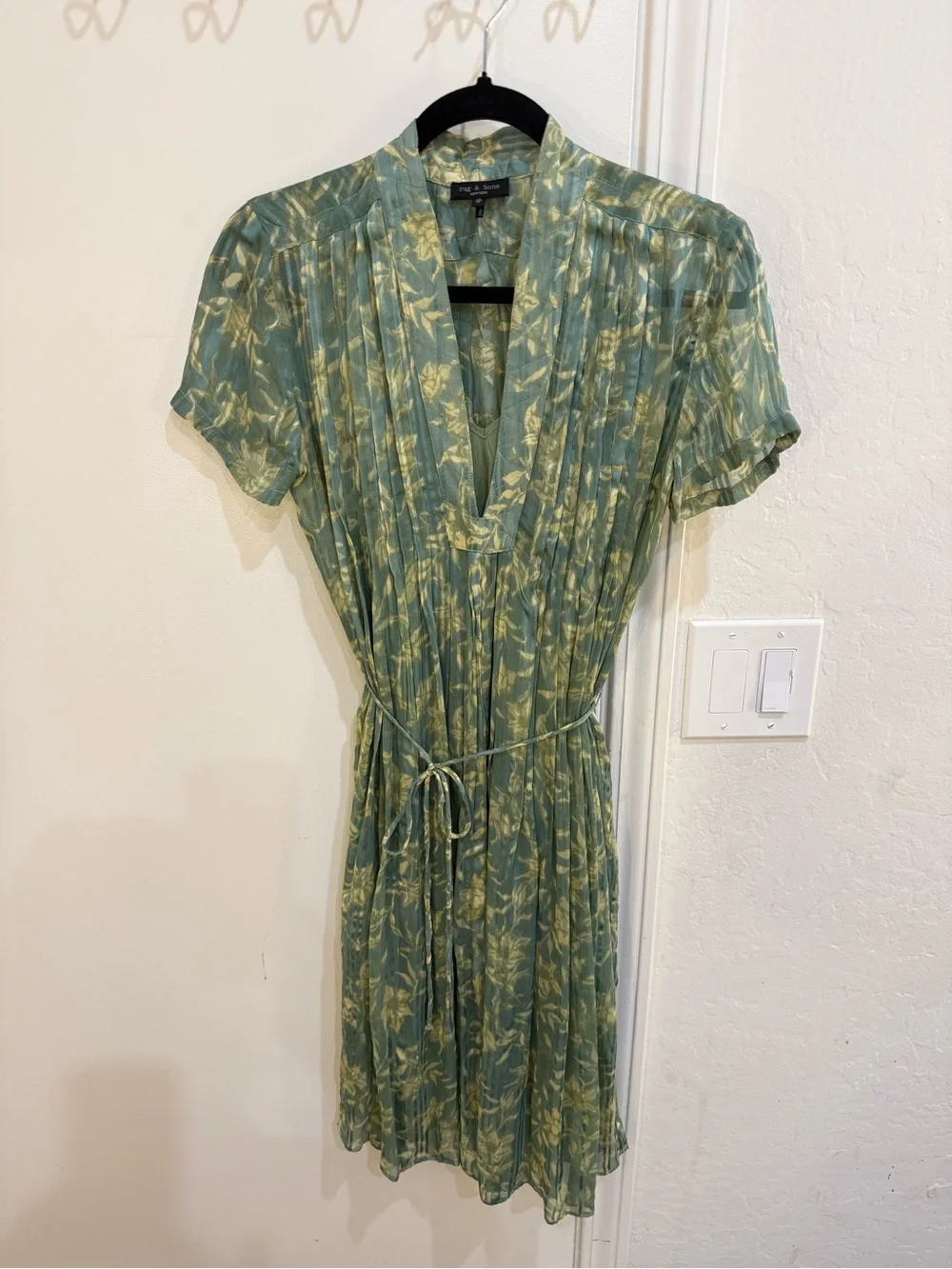 rag & bone Mint Green Floral Pleated Midi Dress - Picture 4 of 5